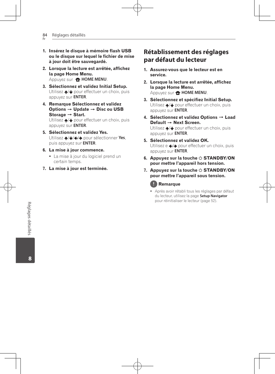 Rétablissement des réglages par défaut du lecteur | Pioneer BCS-727 User Manual | Page 180 / 588