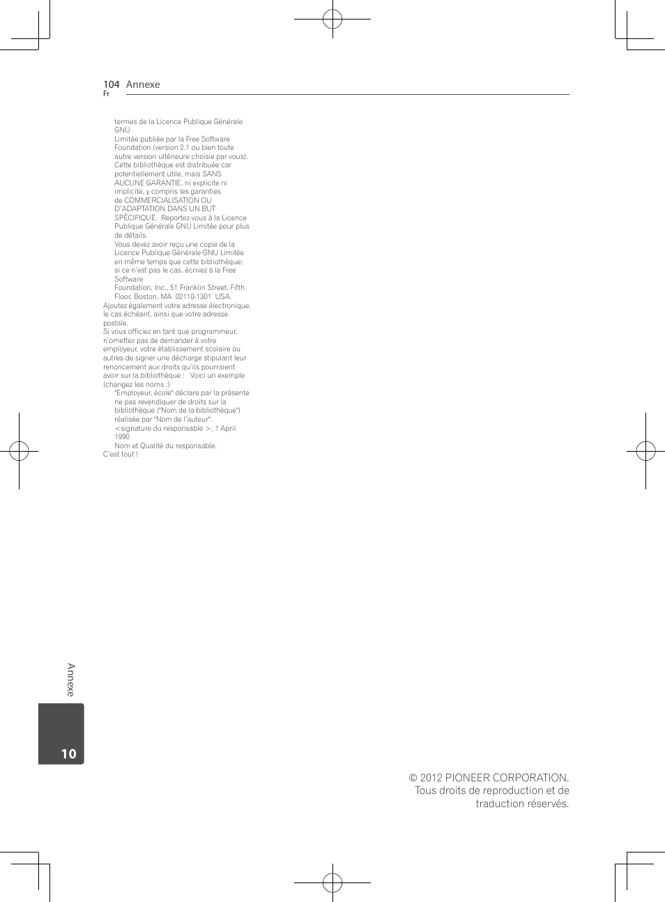 Annexe 104, An nex e | Pioneer BCS-727 User Manual | Page 200 / 588
