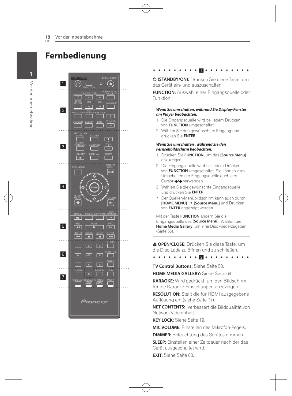 18 fernbedienung, Fernbedienung | Pioneer BCS-727 User Manual | Page 218 / 588