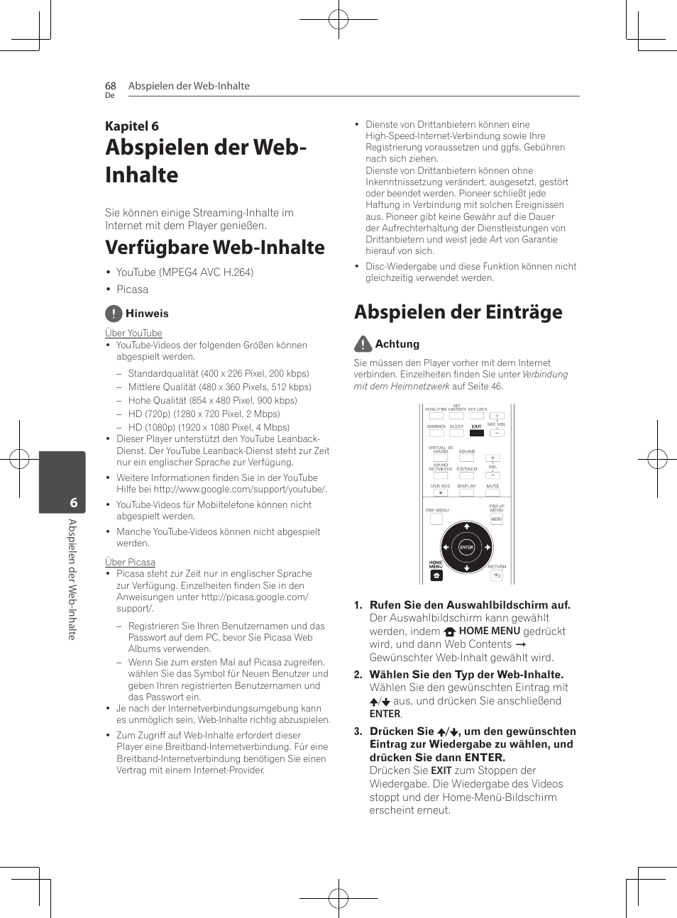 Verfügbare web-inhalte, Abspielen der einträge, Abspielen der web- inhalte | Kapitel 6 | Pioneer BCS-727 User Manual | Page 268 / 588