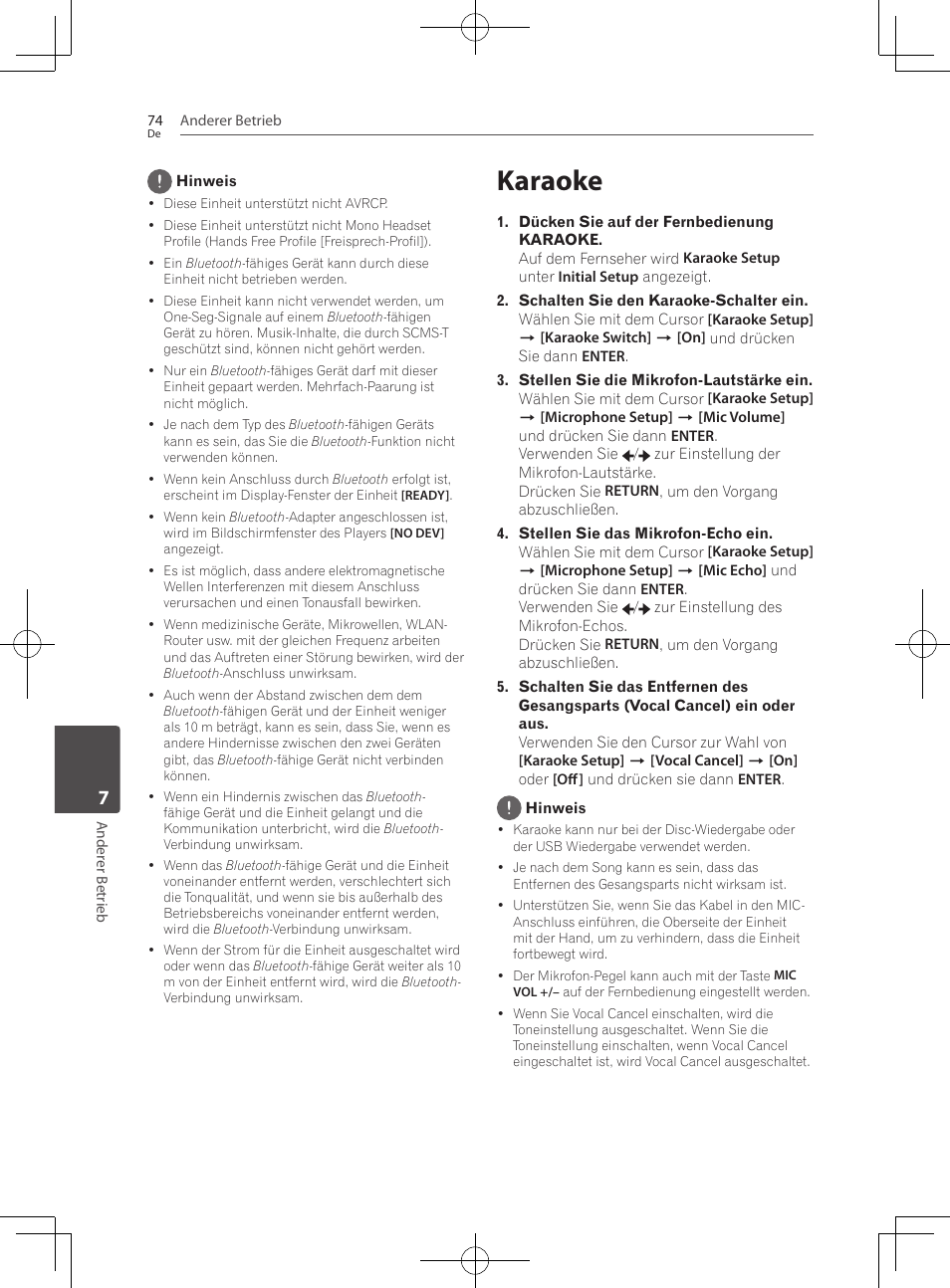 74 karaoke, Karaoke | Pioneer BCS-727 User Manual | Page 274 / 588