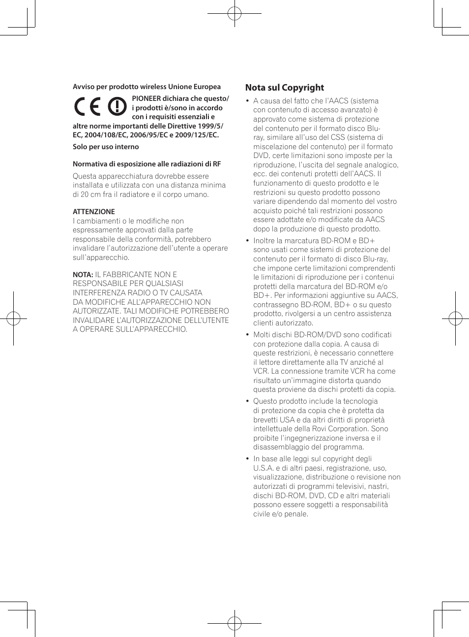 Nota sul copyright | Pioneer BCS-727 User Manual | Page 300 / 588