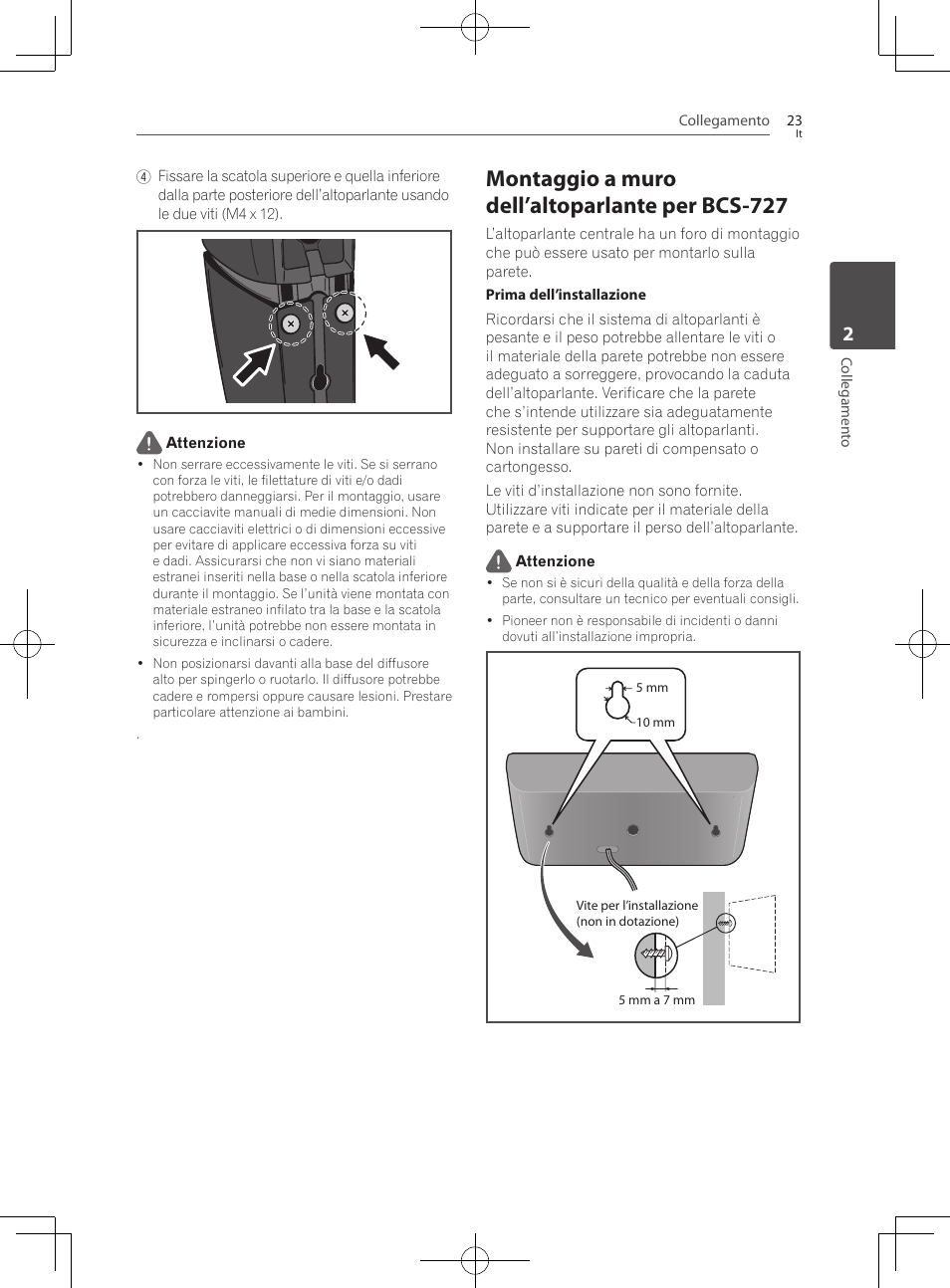 Montaggio a muro dell’altoparlante per bcs-727 | Pioneer BCS-727 User Manual | Page 319 / 588