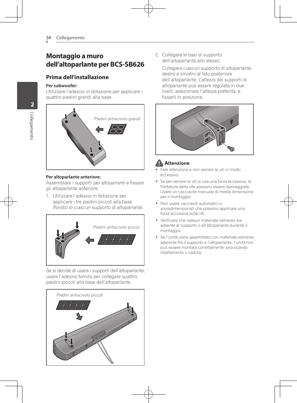 Montaggio a muro dell’altoparlante per bcs, Sb626, Montaggio a muro dell’altoparlante per bcs-sb626 | Prima dell’installazione | Pioneer BCS-727 User Manual | Page 330 / 588