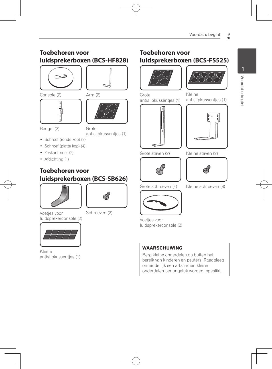 Toebehoren voor luidsprekerboxen (bcs-hf828), Toebehoren voor luidsprekerboxen (bcs-sb626), Toebehoren voor luidsprekerboxen (bcs-fs525) | Pioneer BCS-727 User Manual | Page 401 / 588