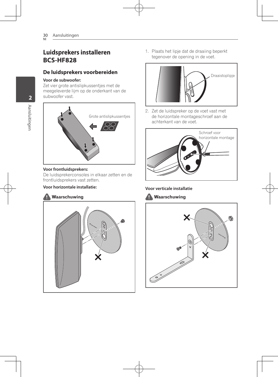 Luidsprekers installeren bcs-hf828 | Pioneer BCS-727 User Manual | Page 422 / 588