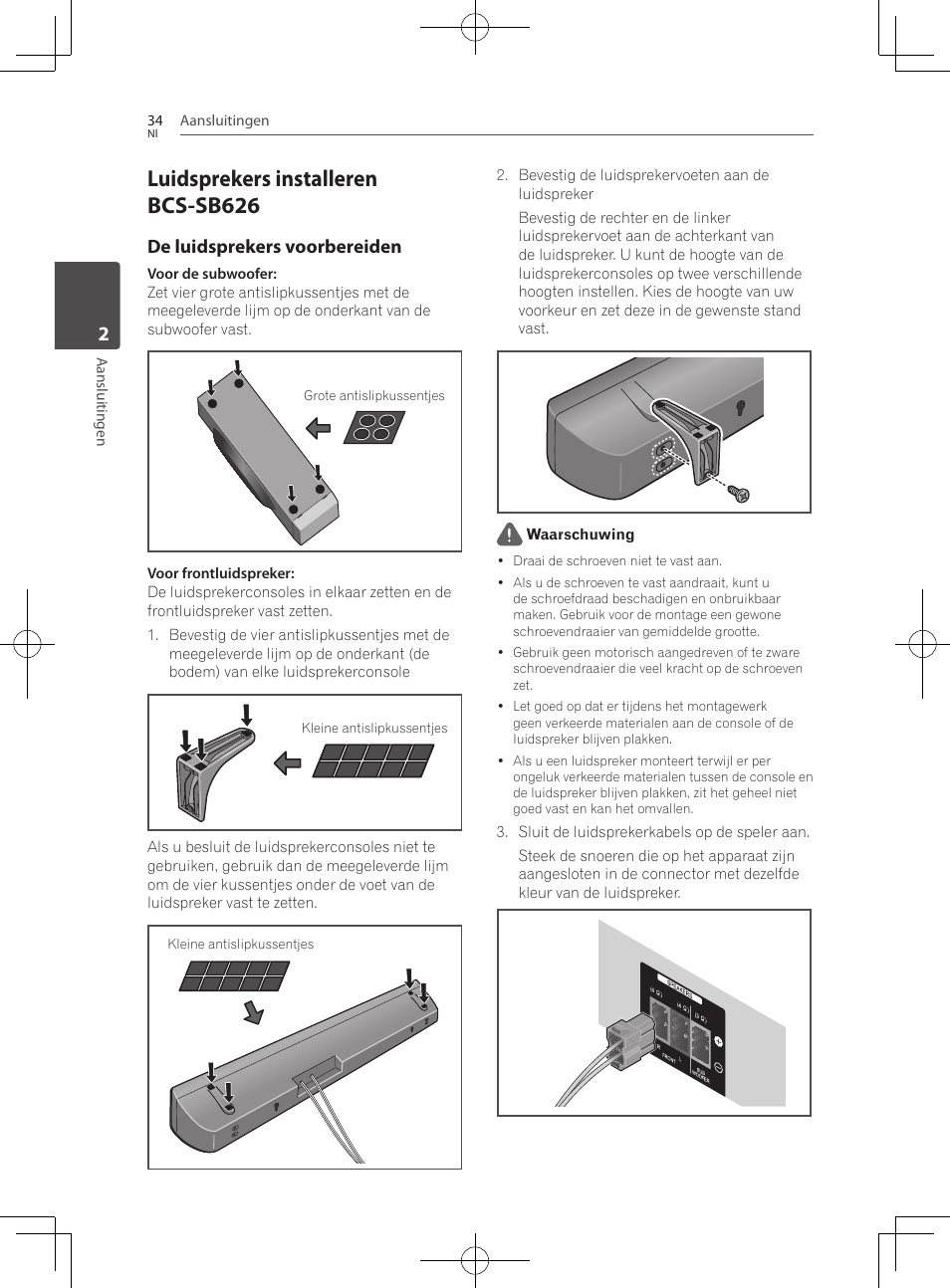 Luidsprekers installeren bcs-sb626, De luidsprekers voorbereiden | Pioneer BCS-727 User Manual | Page 426 / 588