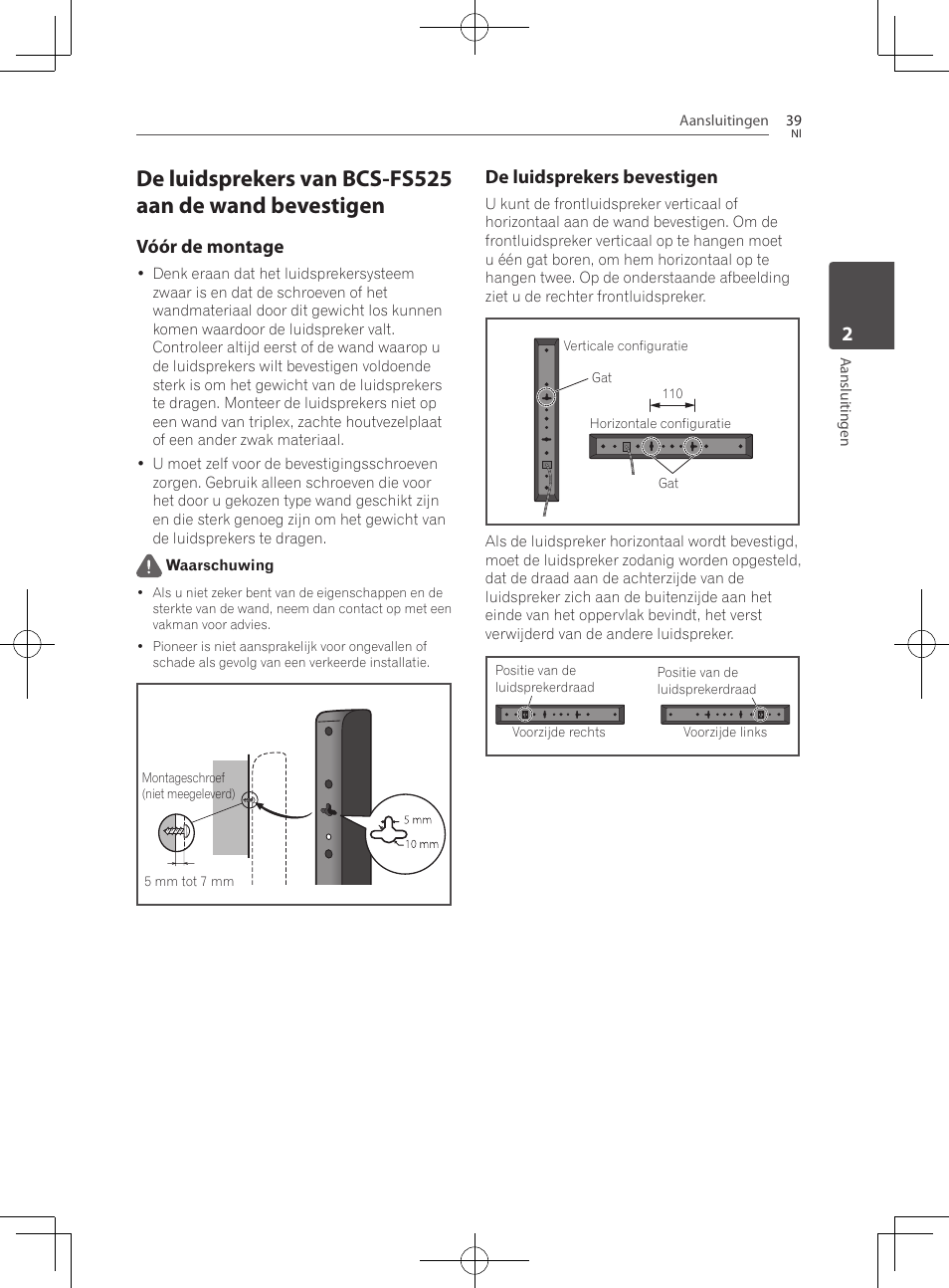 Vóór de montage, De luidsprekers bevestigen | Pioneer BCS-727 User Manual | Page 431 / 588