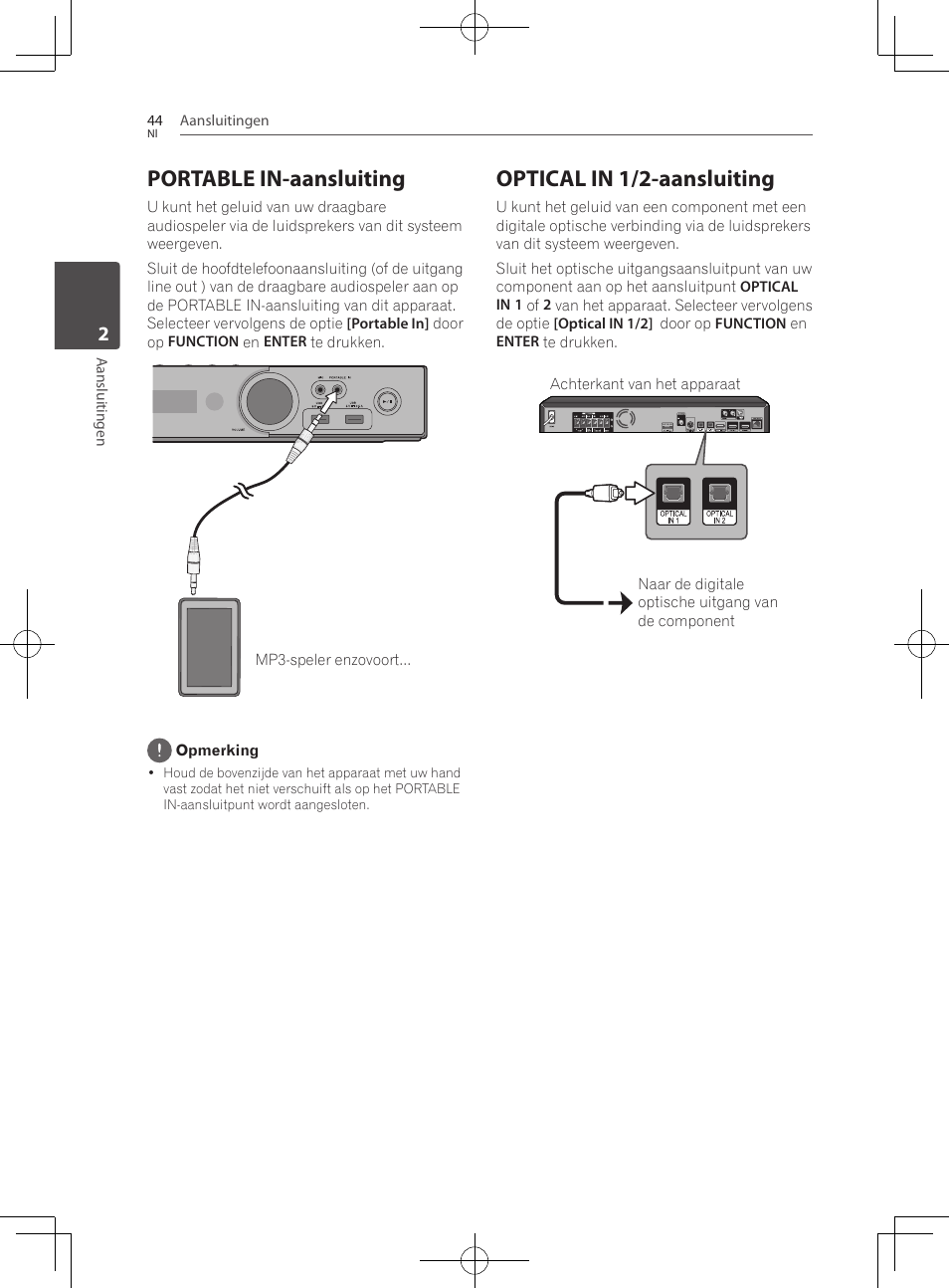 Portable in-aansluiting, Optical in 1/2-aansluiting | Pioneer BCS-727 User Manual | Page 436 / 588