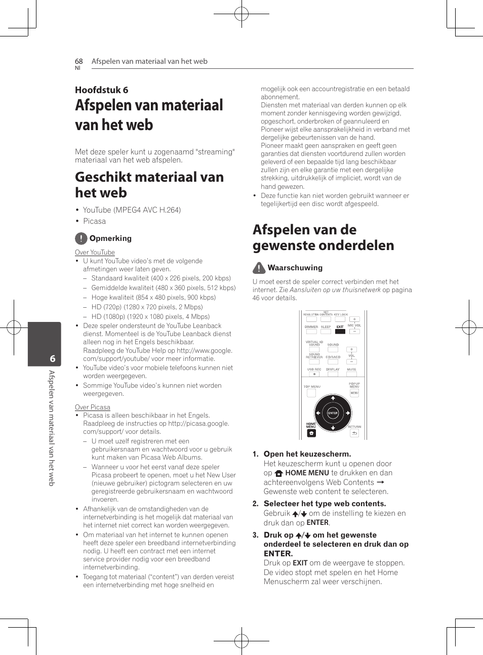 Geschikt materiaal van het web, Afspelen van de gewenste onderdelen, Afspelen van materiaal van het web | Hoofdstuk 6 | Pioneer BCS-727 User Manual | Page 460 / 588