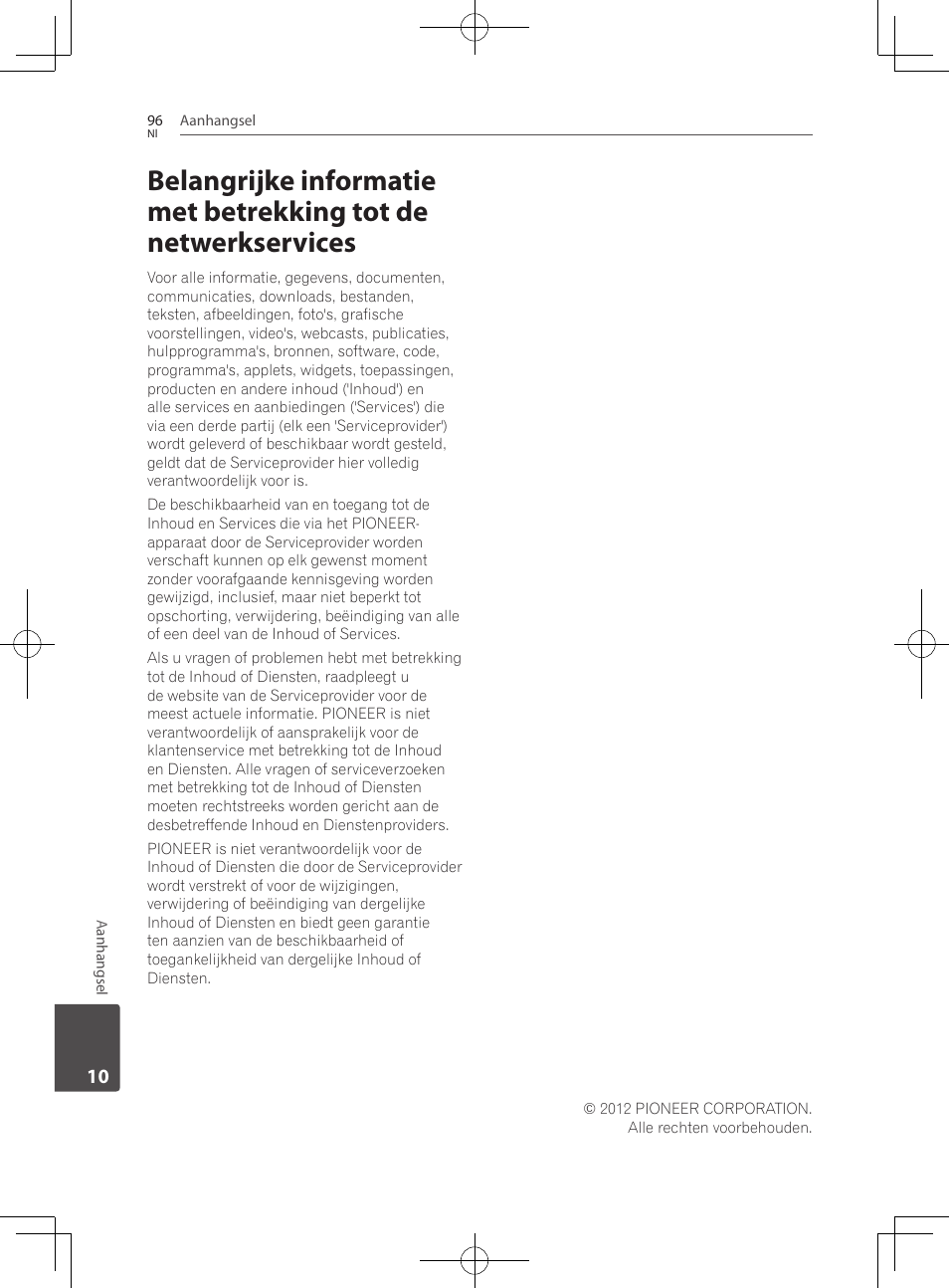 Belangrijke informatie met betrekking tot de, Netwerkservices | Pioneer BCS-727 User Manual | Page 488 / 588