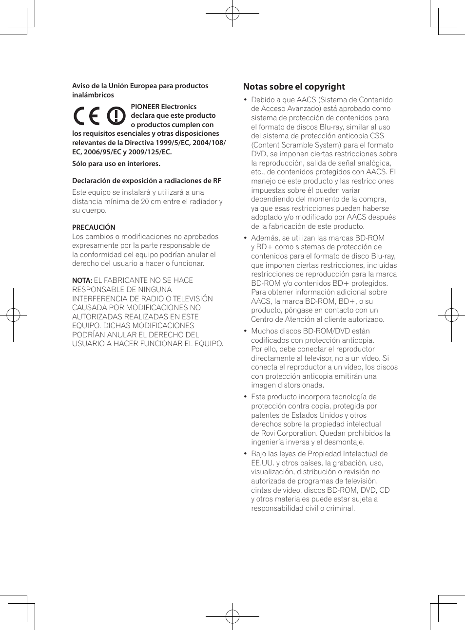 Notas sobre el copyright | Pioneer BCS-727 User Manual | Page 492 / 588