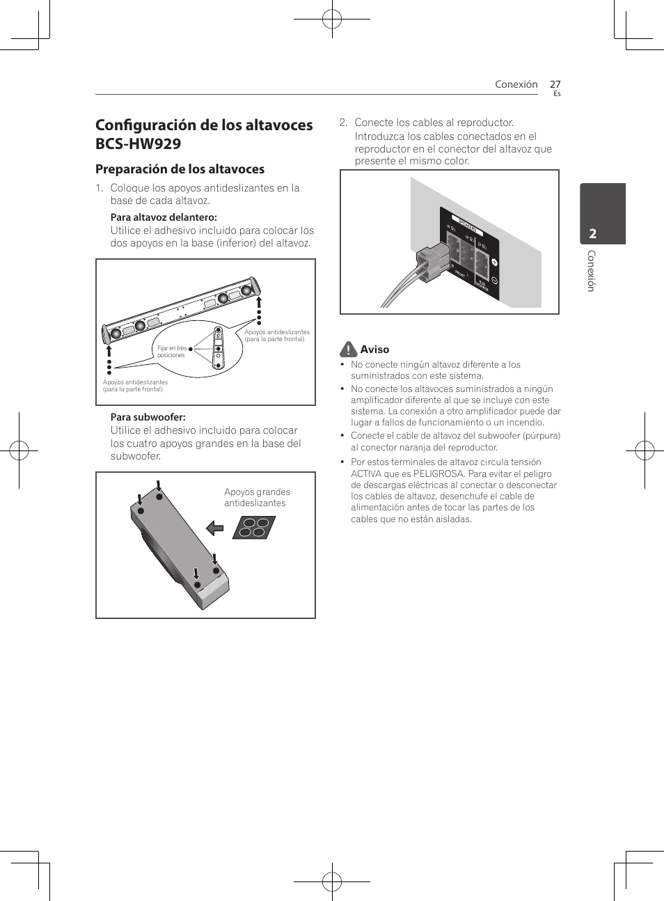 Configuración de los altavoces bcs-hw929, Preparación de los altavoces | Pioneer BCS-727 User Manual | Page 515 / 588