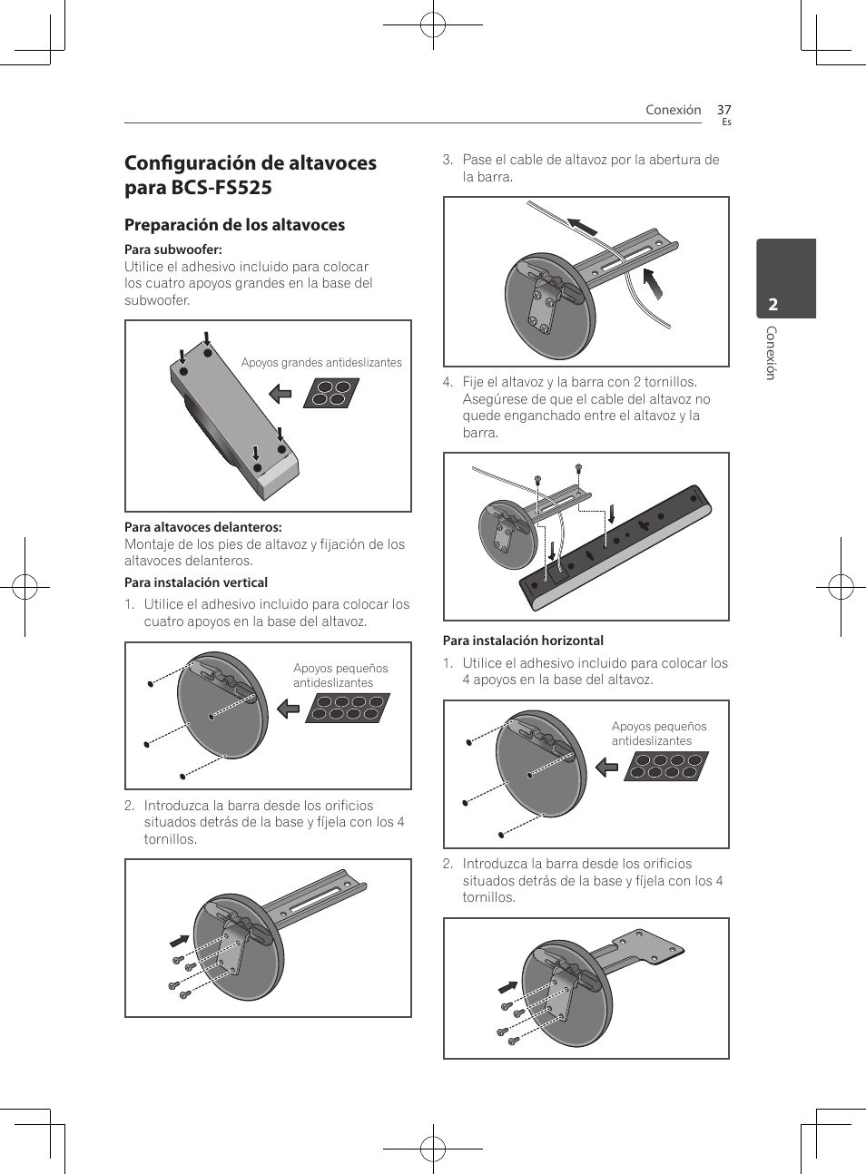 Configuración de altavoces para bcs-fs525 | Pioneer BCS-727 User Manual | Page 525 / 588
