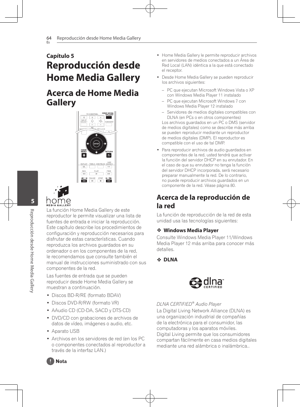 Acerca de home media gallery, Acerca de la reproducción de la red, Reproducción desde home media gallery | Pioneer BCS-727 User Manual | Page 552 / 588