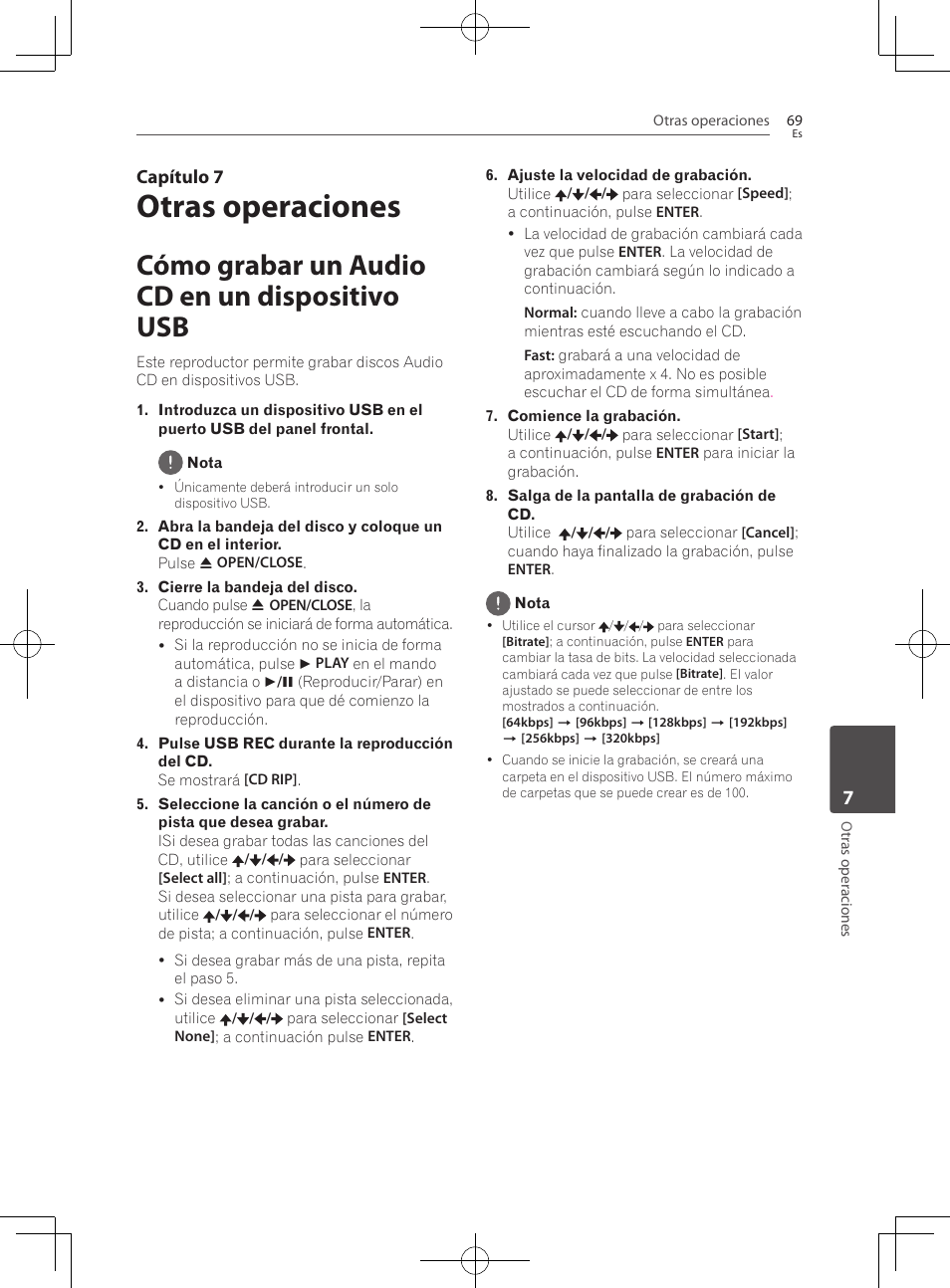 Cómo grabar un audio cd en un dispositivo usb, Otras operaciones | Pioneer BCS-727 User Manual | Page 557 / 588