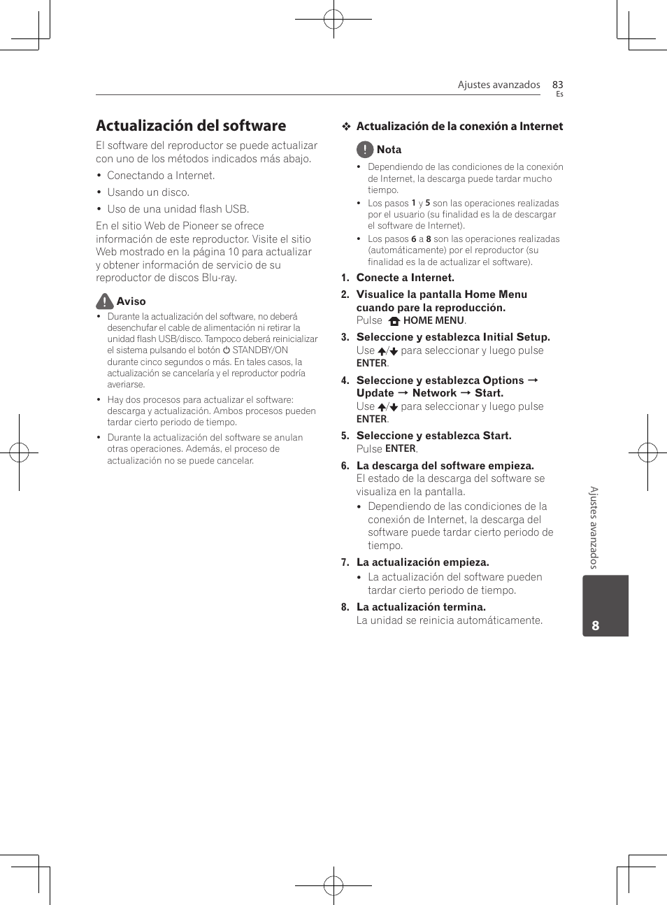 Actualización del software | Pioneer BCS-727 User Manual | Page 571 / 588