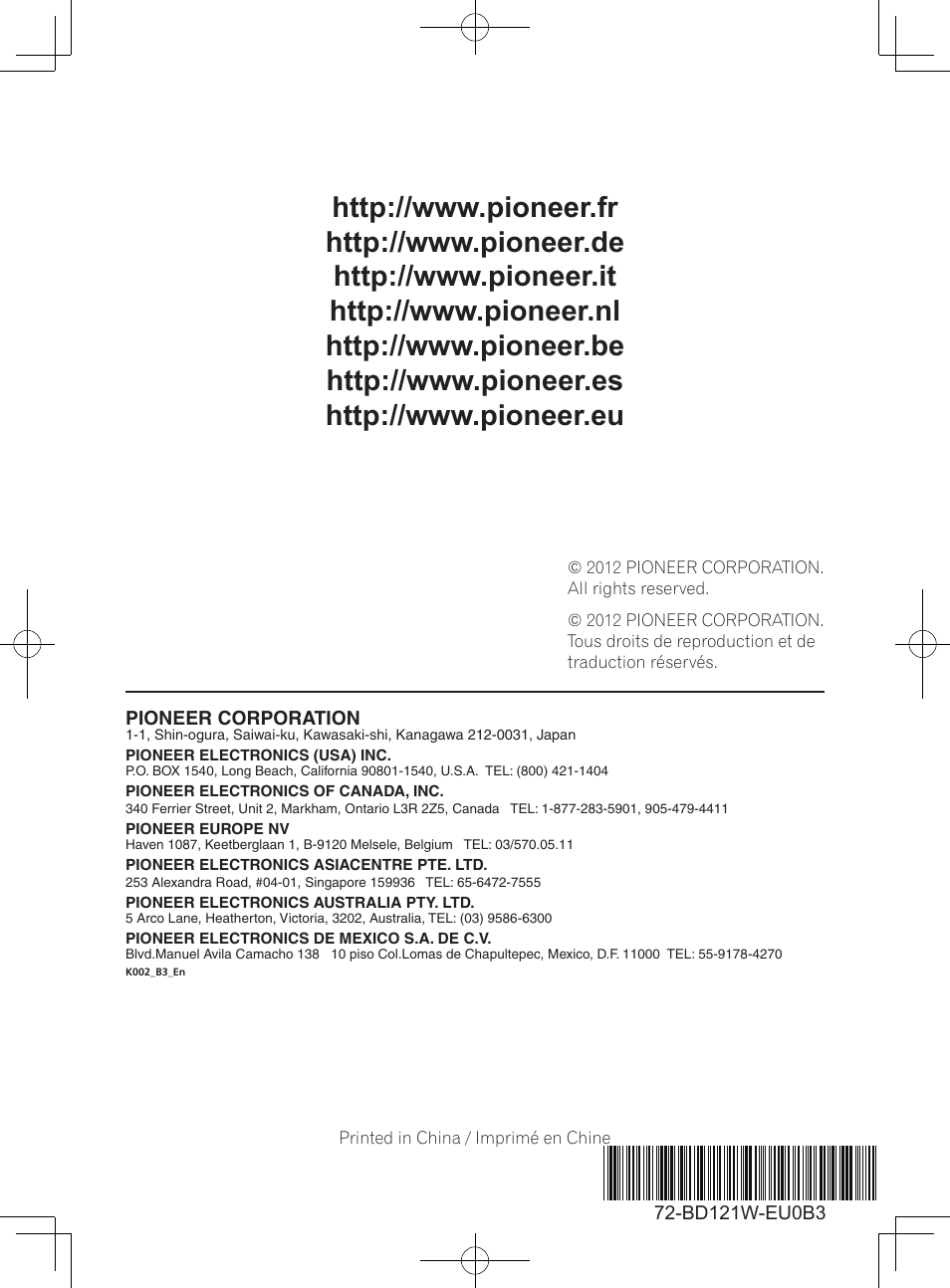 Pioneer BCS-727 User Manual | Page 588 / 588