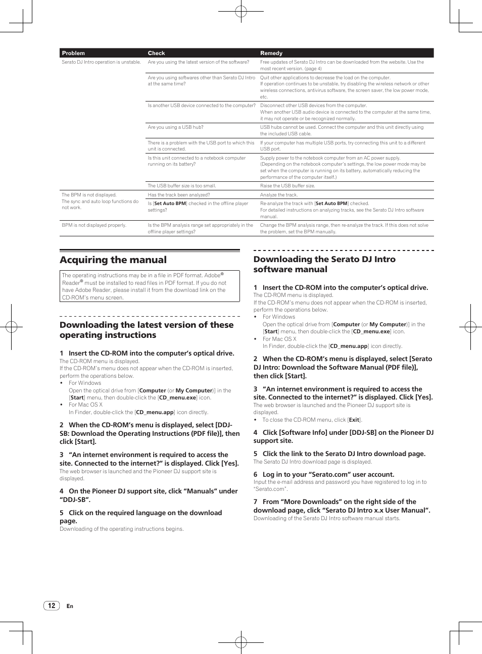 Acquiring the manual, Downloading the serato dj intro software manual | Pioneer DDJ-SB-S User Manual | Page 12 / 68