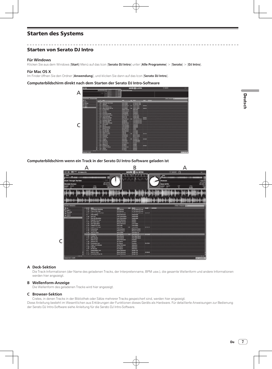 Starten des systems, Ac b | Pioneer DDJ-SB-S User Manual | Page 35 / 68