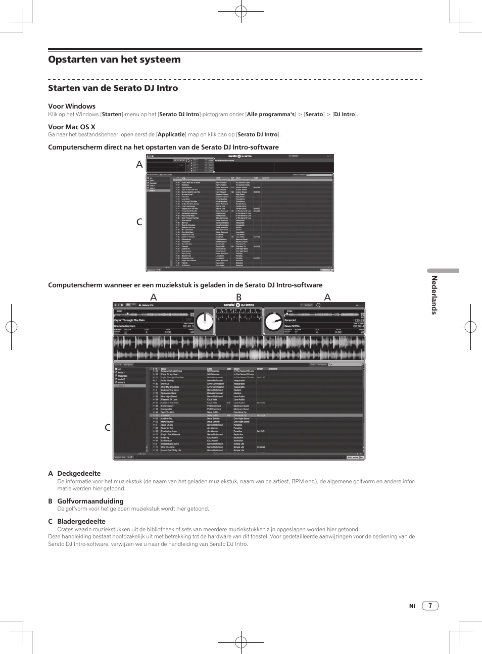 Opstarten van het systeem, Ac b | Pioneer DDJ-SB-S User Manual | Page 59 / 68