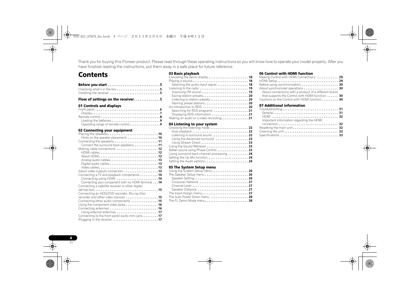 Pioneer VSX-421 User Manual | Page 4 / 34