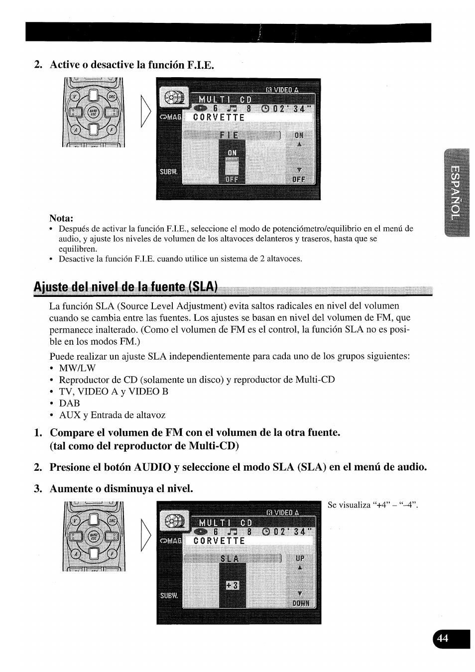 Ajuste del nivel de la fuente (sla), Tal como del reproductor de multi-cd), Aumente o disminuya el nivel | Pioneer AVM-P7000R User Manual | Page 105 / 124