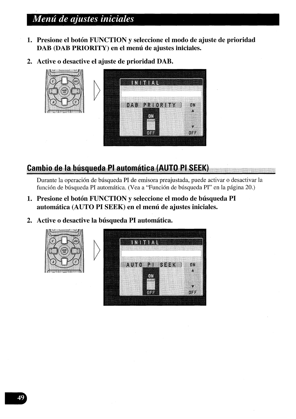 Cambio de la búsqueda pl automática (auto pl seek), Menú de ajustes iniciales | Pioneer AVM-P7000R User Manual | Page 110 / 124