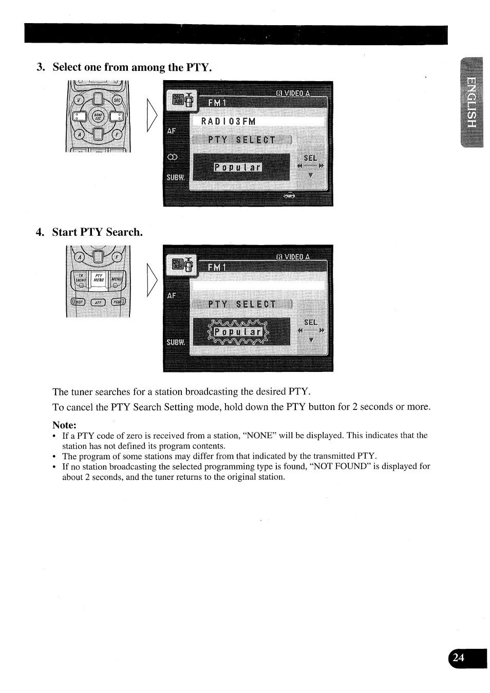 Select one from among the pty, Start pty search | Pioneer AVM-P7000R User Manual | Page 25 / 124