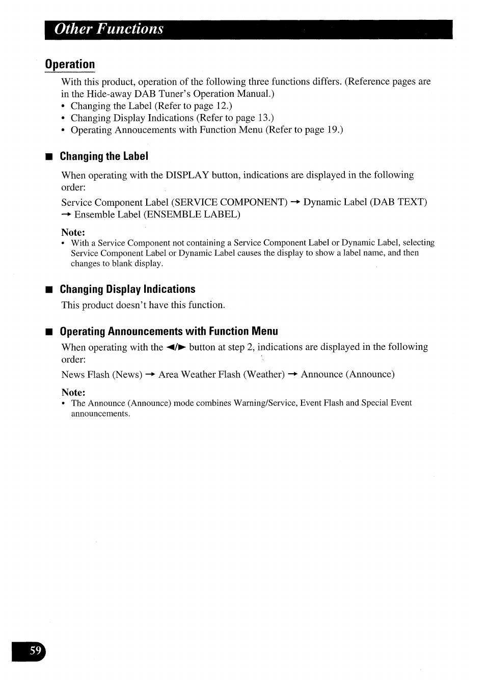 Operation, Other functions | Pioneer AVM-P7000R User Manual | Page 60 / 124