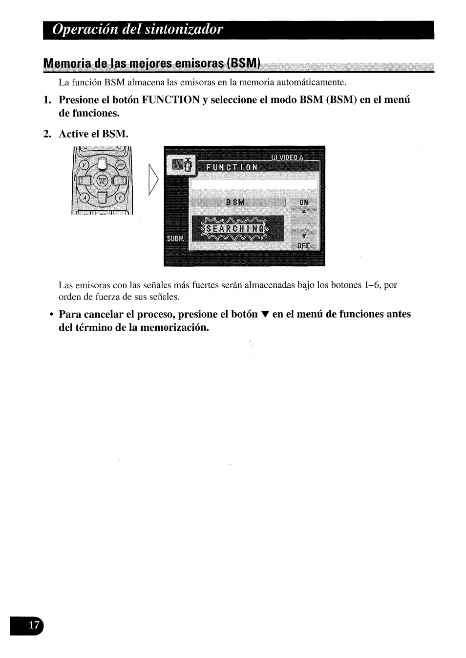 Memoria de las mejores emisoras (bsm), Memoria de las mejores emisoras, Bsm) | Operación del sintonizador | Pioneer AVM-P7000R User Manual | Page 78 / 124