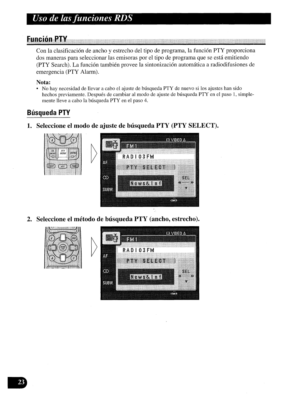 Búsqueda pty, Uso de las funciones rds | Pioneer AVM-P7000R User Manual | Page 84 / 124