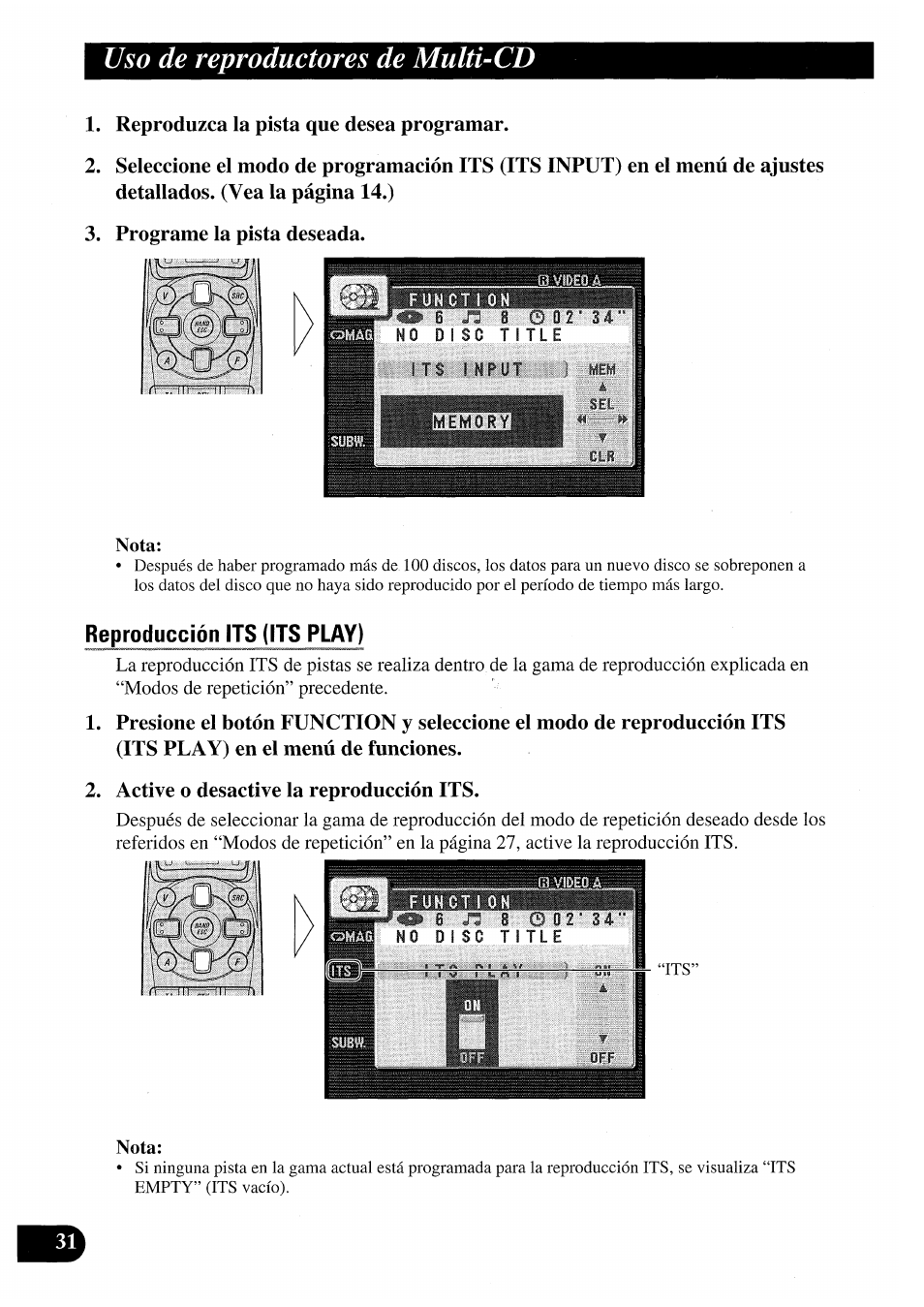 Reproduzca la pista que desea programar, Programe la pista deseada, Reproducción its (its play) | Active o desactive la reproducción its, Uso de reproductores de multi-cd | Pioneer AVM-P7000R User Manual | Page 92 / 124