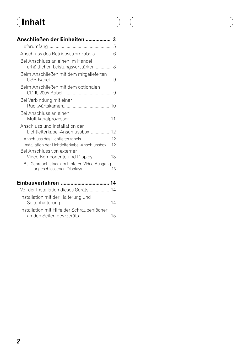 Deutsch, Inhalt | Pioneer AVH-P4100DVD User Manual | Page 30 / 86