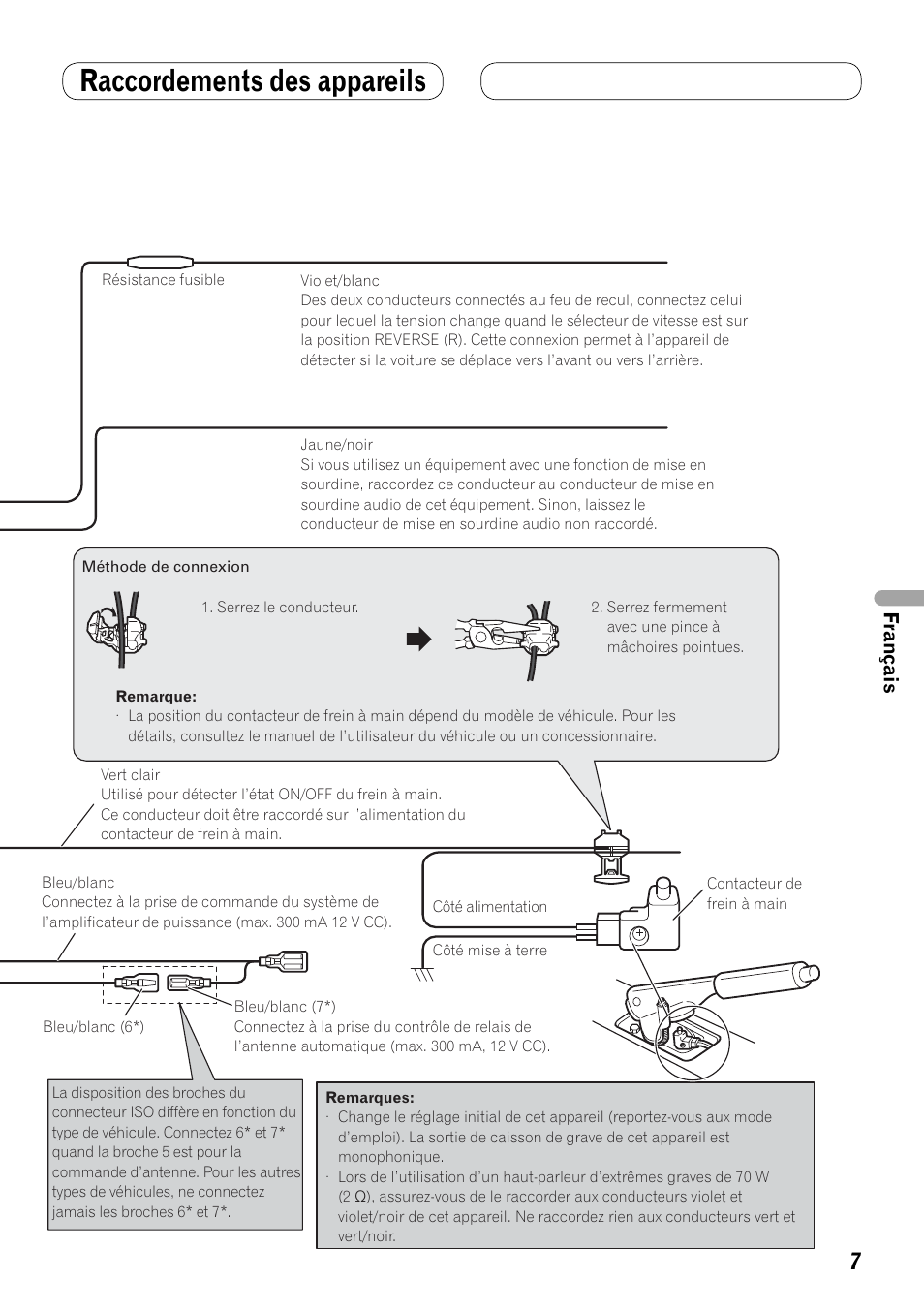 Raccordements des appareils, Français | Pioneer AVH-P4100DVD User Manual | Page 49 / 86