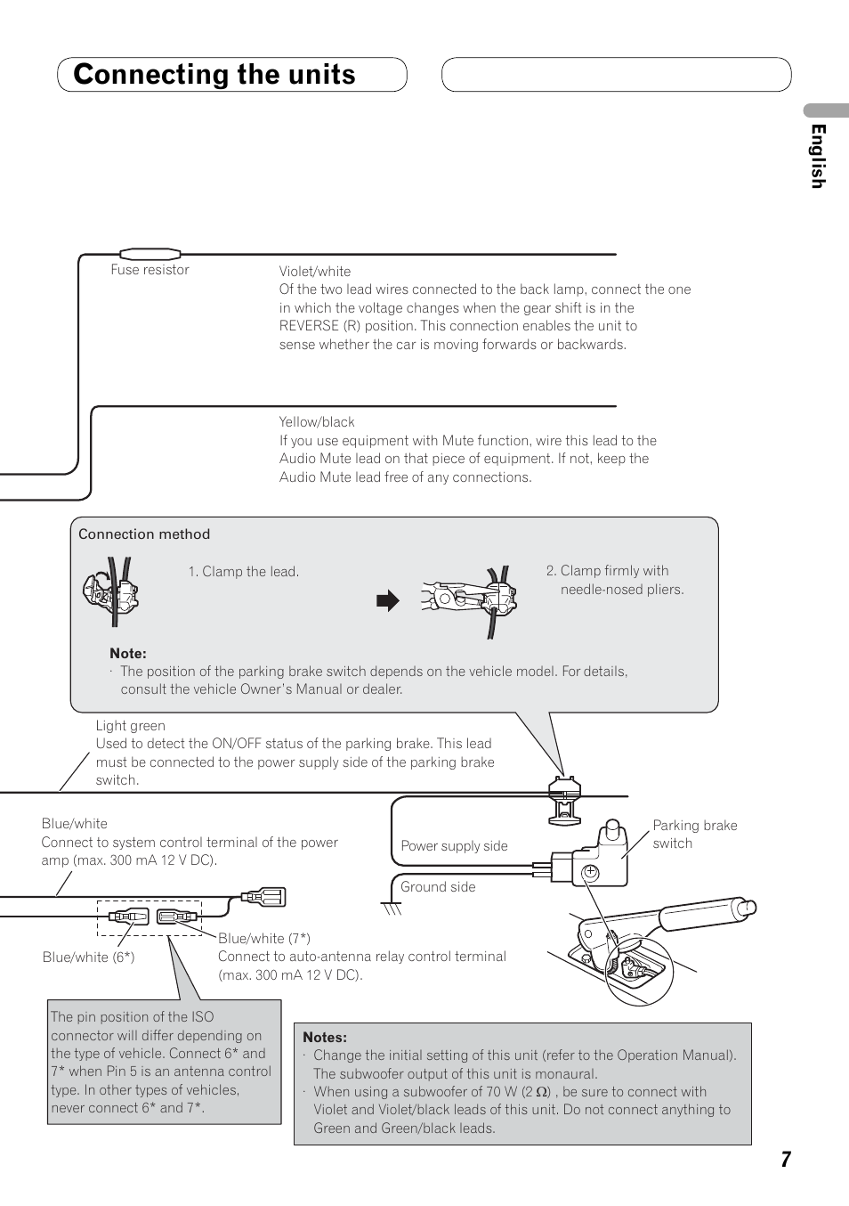 Connecting the units, English | Pioneer AVH-P4100DVD User Manual | Page 7 / 86