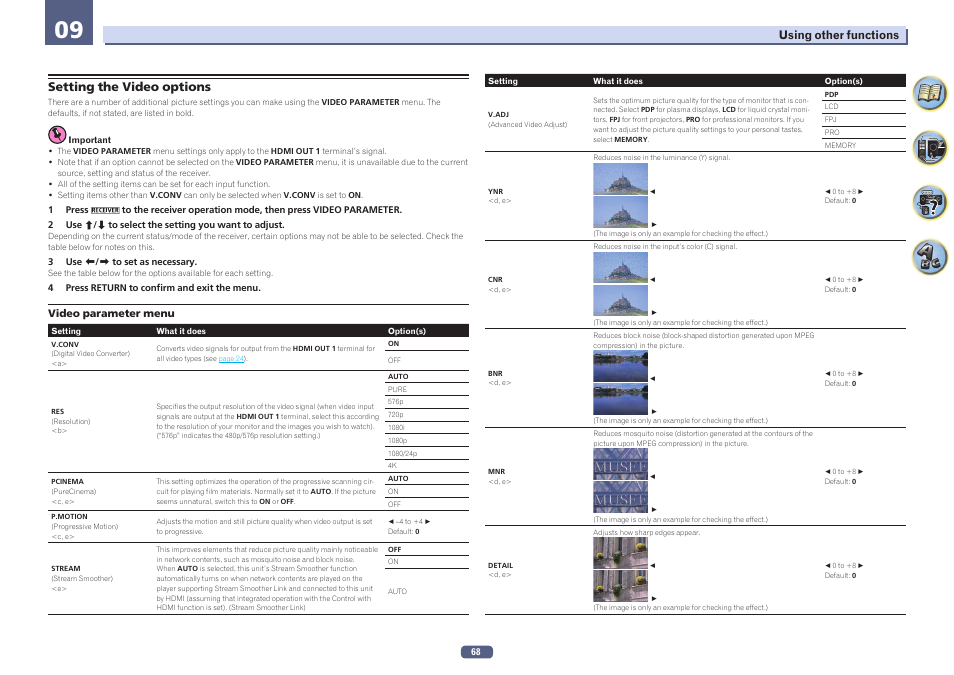 Setting the video options | Pioneer SC-2023-S User Manual | Page 68 / 121