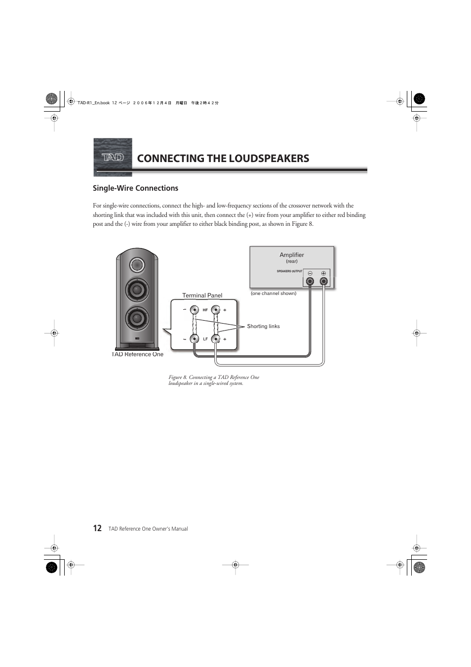 Connecting the loudspeakers, Single-wire connections | Pioneer TAD-R1 User Manual | Page 12 / 20