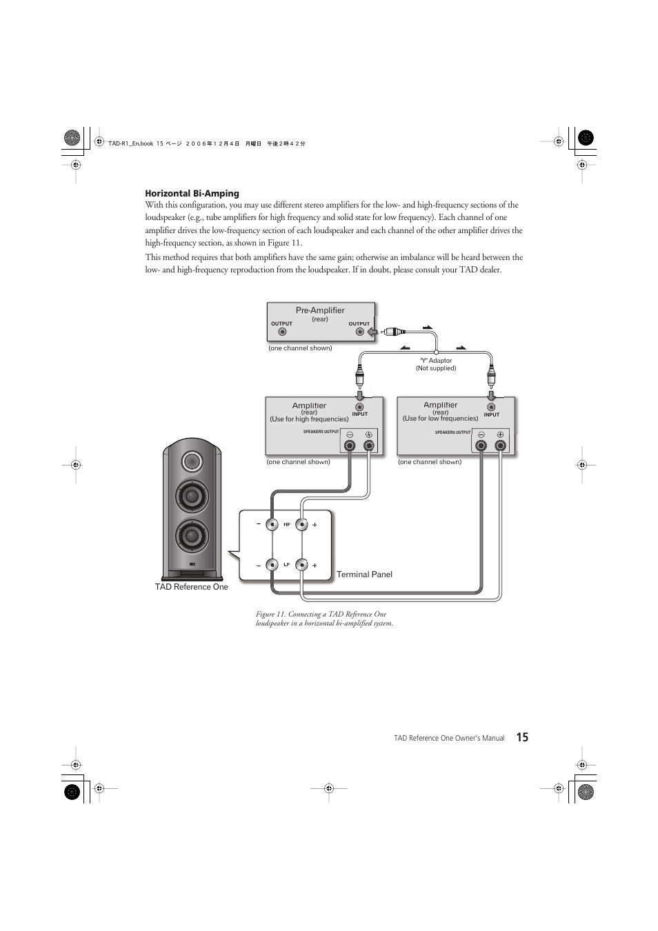 Horizontal bi-amping | Pioneer TAD-R1 User Manual | Page 15 / 20