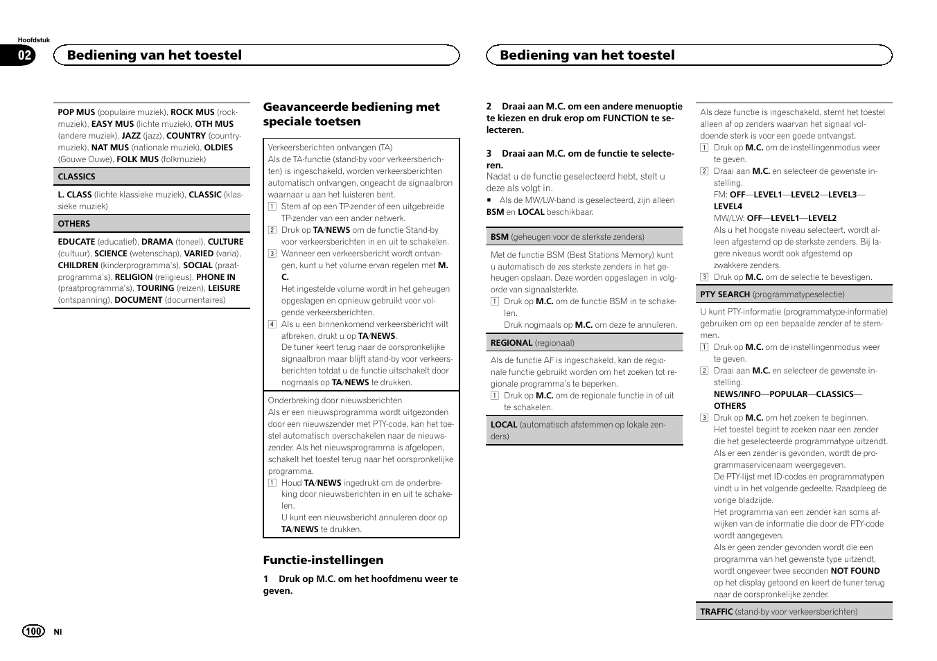Bediening van het toestel 02, Bediening van het toestel | Pioneer DEH-6300SD User Manual | Page 100 / 136