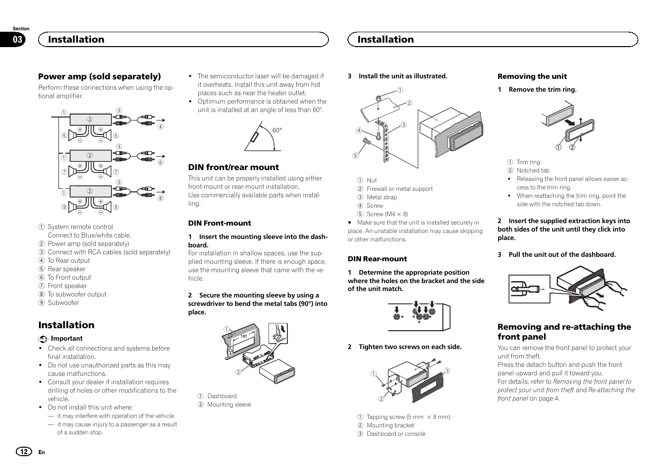 Installation, Installation 03 | Pioneer DEH-6300SD User Manual | Page 12 / 136
