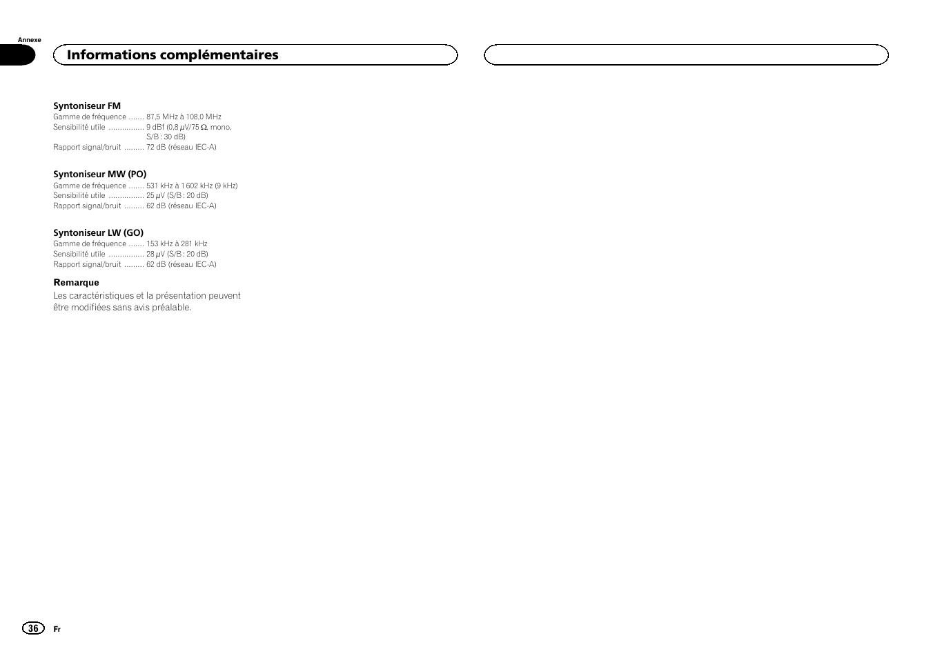 Informations complémentaires | Pioneer DEH-6300SD User Manual | Page 36 / 136