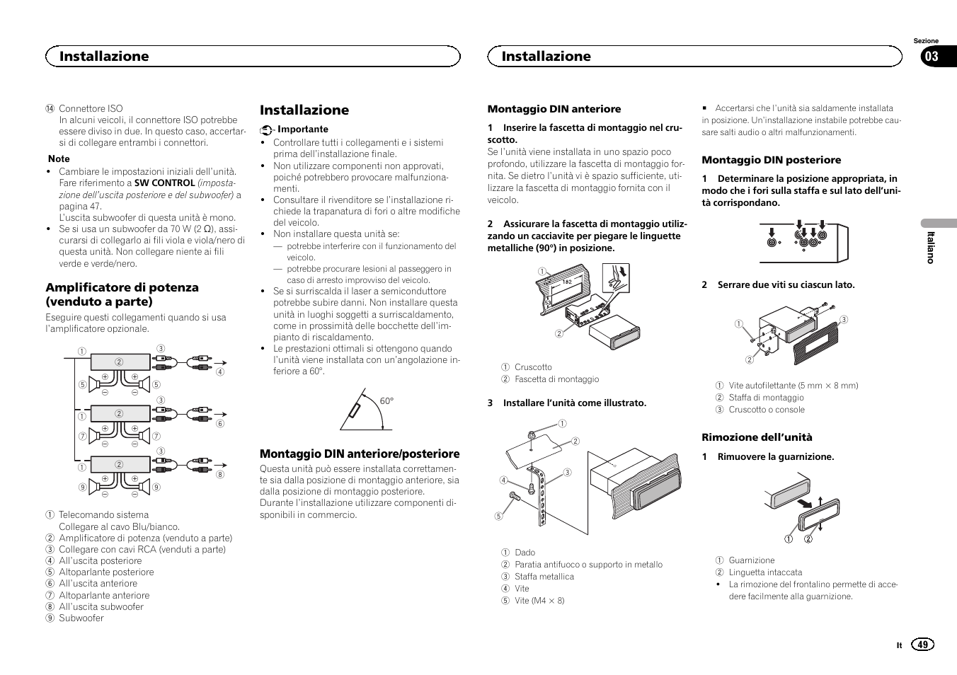 Installazione, Installazione 03 | Pioneer DEH-6300SD User Manual | Page 49 / 136