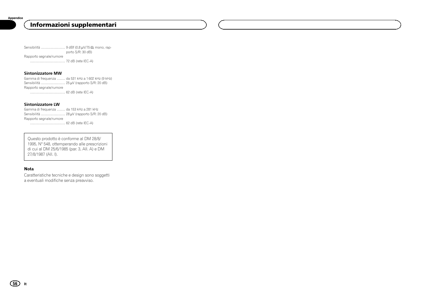 Informazioni supplementari | Pioneer DEH-6300SD User Manual | Page 56 / 136