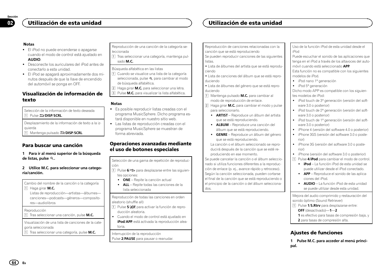Utilización de esta unidad 02, Utilización de esta unidad | Pioneer DEH-6300SD User Manual | Page 64 / 136