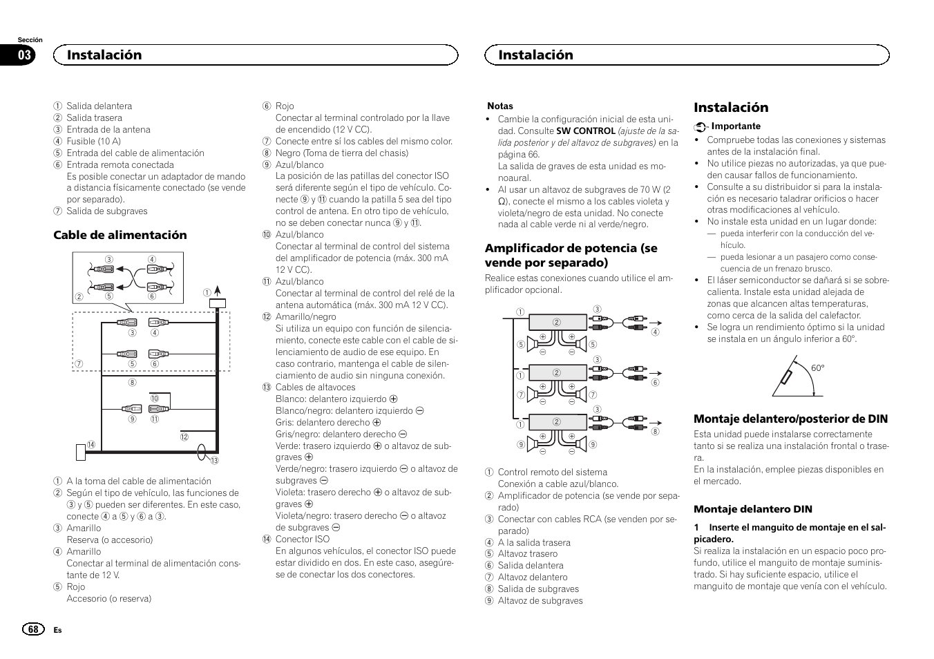 Instalación, Instalación 03 | Pioneer DEH-6300SD User Manual | Page 68 / 136
