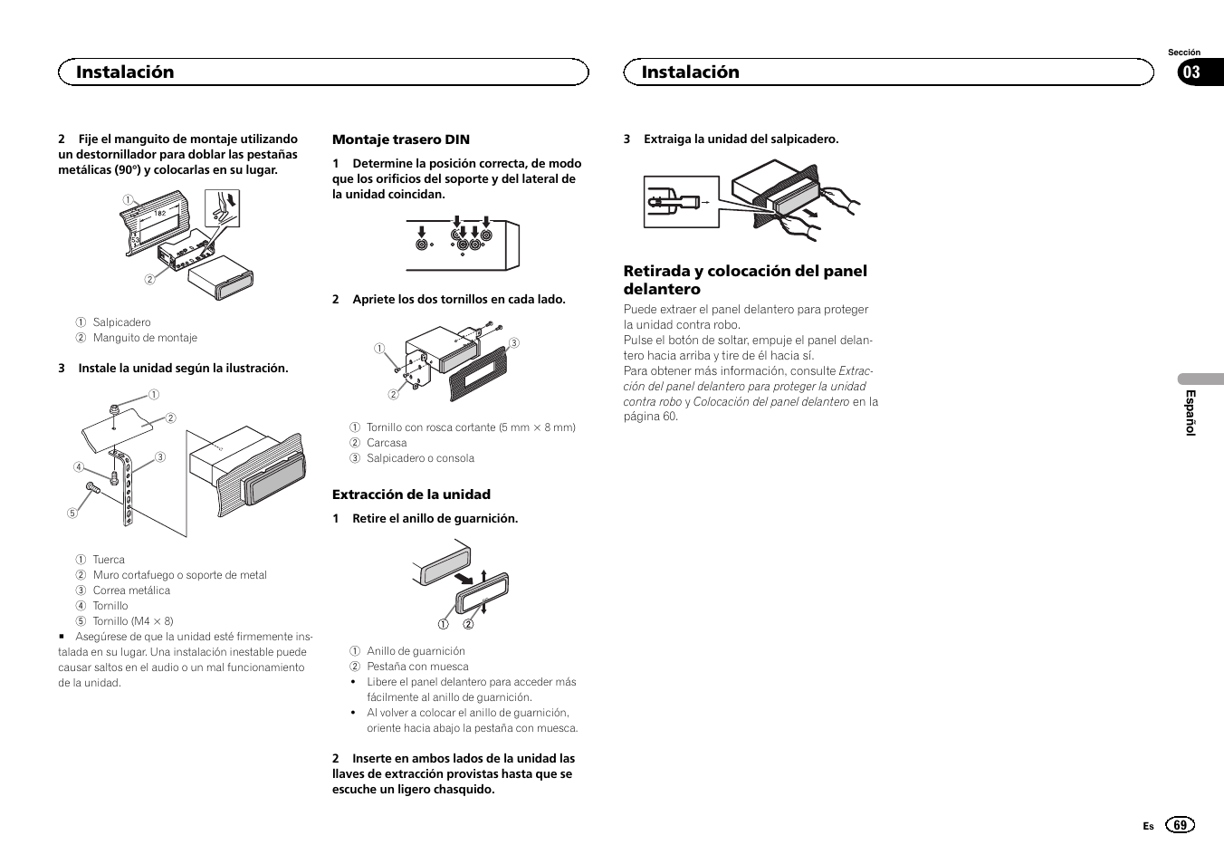 Instalación 03, Instalación | Pioneer DEH-6300SD User Manual | Page 69 / 136