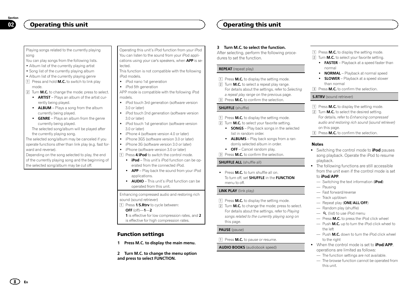 Operating this unit 02, Operating this unit | Pioneer DEH-6300SD User Manual | Page 8 / 136