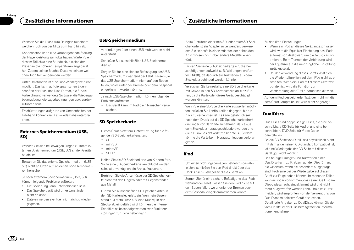 Zusätzliche informationen | Pioneer DEH-6300SD User Manual | Page 92 / 136