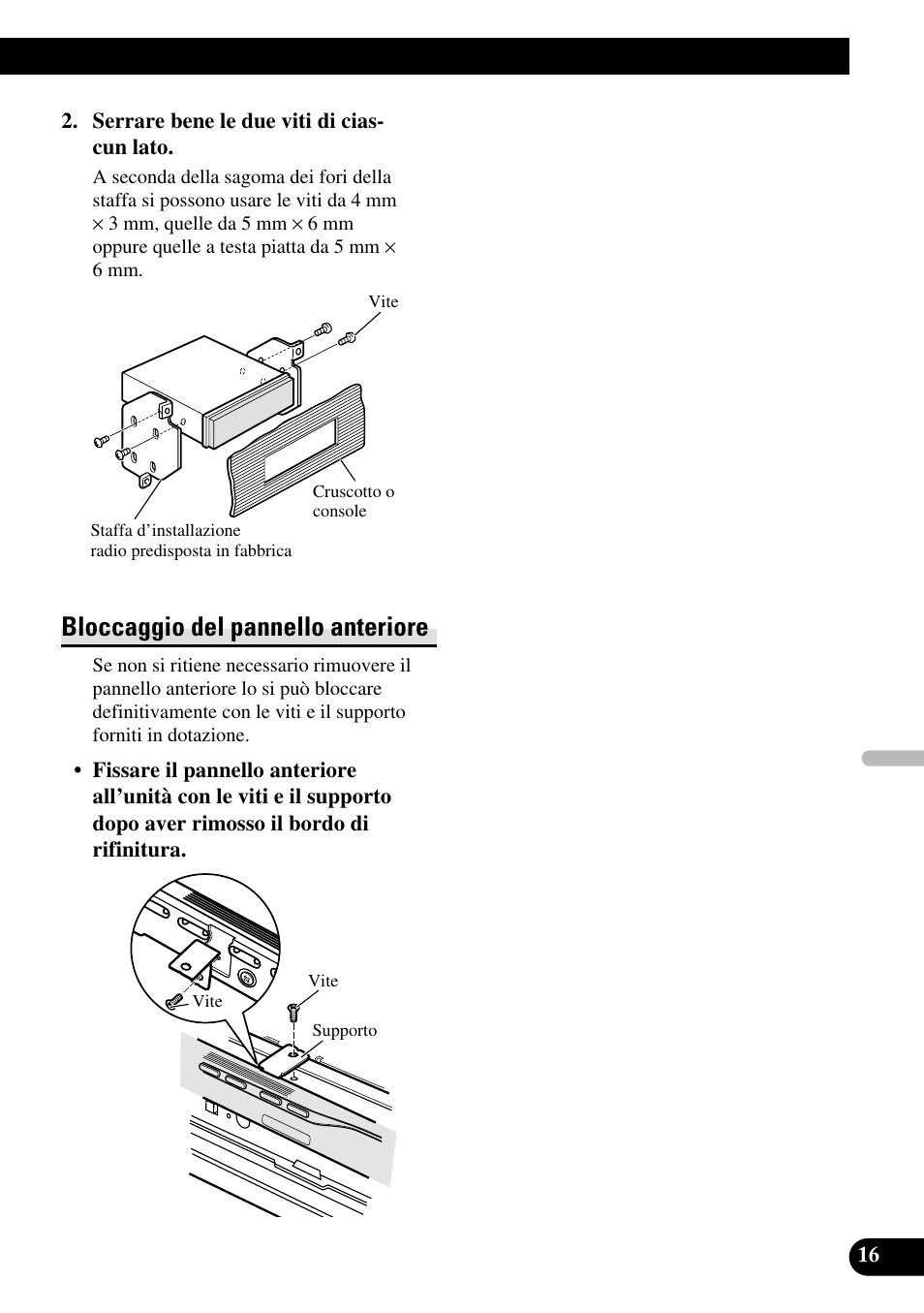 Bloccaggio del pannello anteriore | Pioneer AVH-P5000DVD User Manual | Page 81 / 98